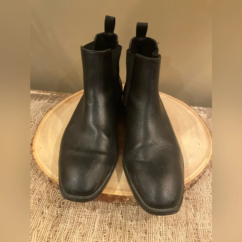 Calvin Klein Men's Corin Black‎ Leather Pull On Boots Shoes Sz-8.5
